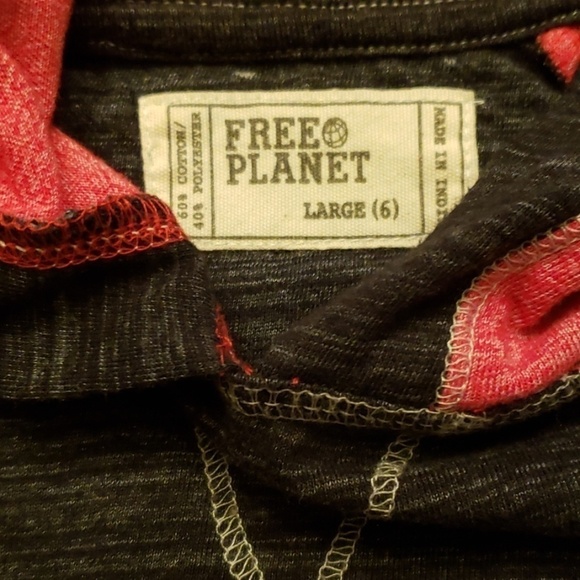 FREE Planet Hoodie Red/Black Large 6 Boys or Girls - Picture 2 of 8